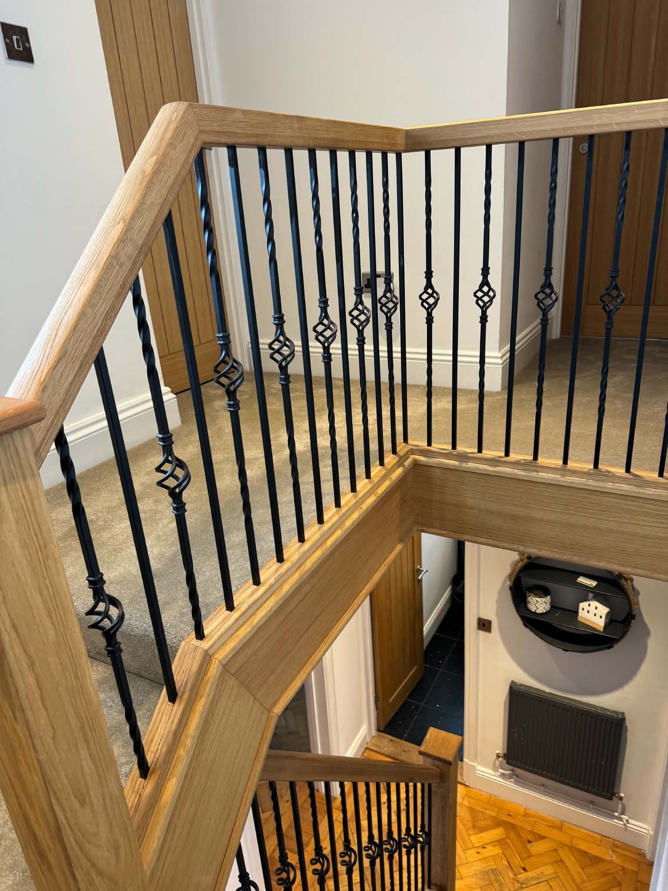 Glass and oak balustrade
